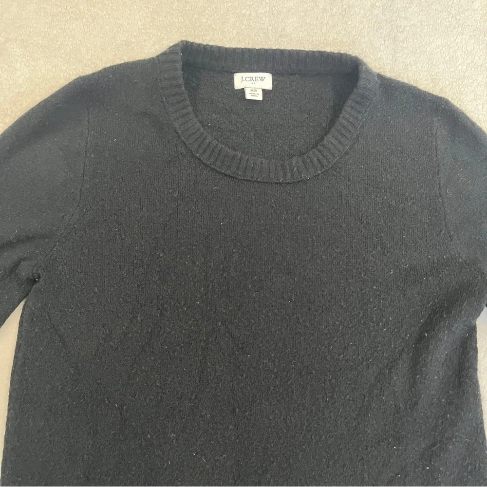 J. CREW Womens XS Crewneck Black Wool Blend Sweater Classic